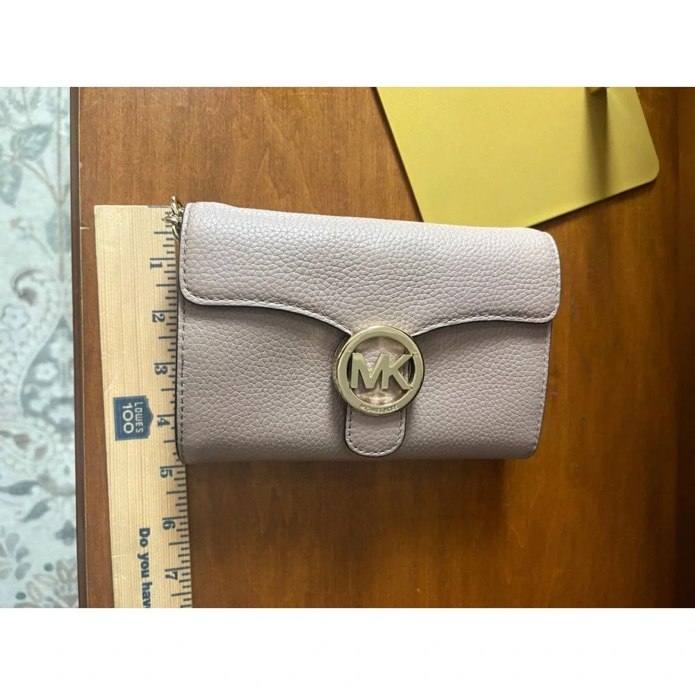 Michael Kors Logo Lock Flap Crossbody Pebbled Leather Chain‎ Strap Bag